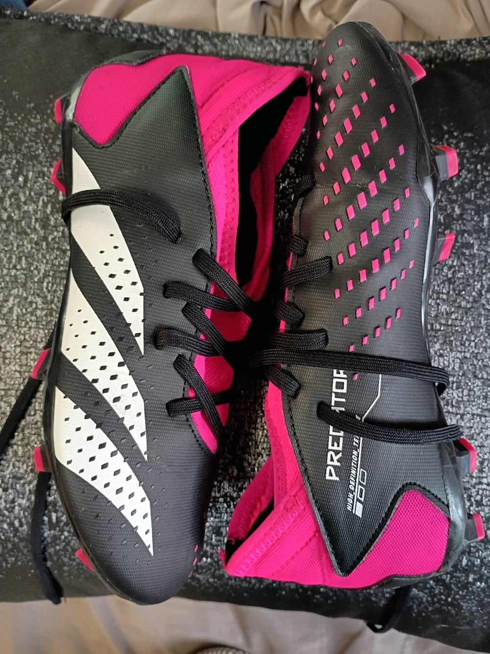 adidas Predator Girl's Youth Soccer Cleats - Black & Hot Pink